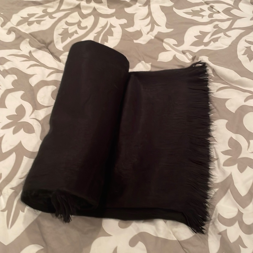 New Black Peruvian Alpaca Wool Shawl / Oversized Scarf